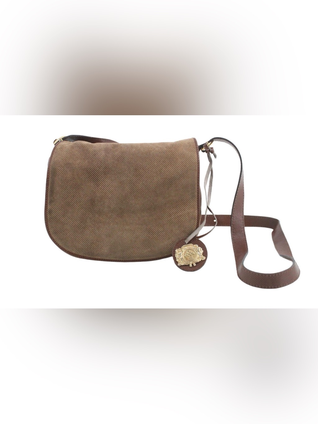 Vintage Bottega Veneta Brown Textured Crossbody Saddle Bag